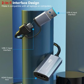 HDMI Capture Card,USB C Video Capture Device,4K USB to HDMI Capture Card for Live Streaming Gaming Recording Teaching Meeting Work with OBS Studio PotPlayer QuickTime Player (4K in 1080P Out)