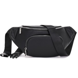 Glintify Small bum bag women's beige small shoulder bag women's handbag small crossbody bag belt bag vegan leather, black, Contemporary