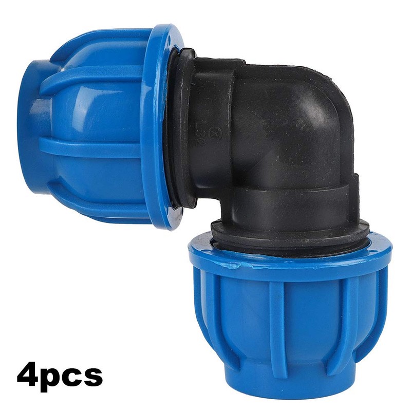 4Pcs Elbow Connector, PE Plastic Water Connector, Water Pipe 32mm