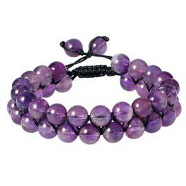 KYEYGWO Healing Chakra Amethyst Stone Beads Bracelet, Adjustable Double Layer Wrap Bracelets for Unisex