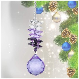 H&D HYALINE & DORA 30mm Purple Chandelier Crystals Ball Rainbow Octogon Chakra Hanging Suncatcher Decorating Balls