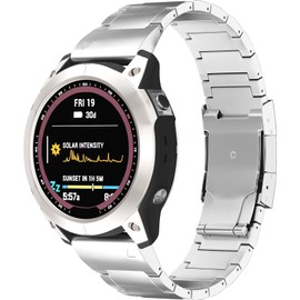 Pencoda for Garmin Fenix 8 51mm/7X/6X/5X Plus Band, 26mm Titanium Metal Quick Release Easy Fit Watch Bands with Double Button Clasp for GarminEnduro 2 / Descent Mk2i / Tactix 7 Pro Smartwatch (Silver)