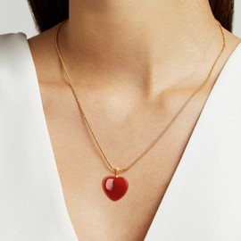 COAI Snake Chain Necklace Red Carnelian Necklace for Women Crystal Necklace