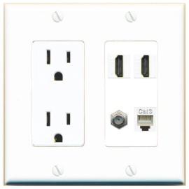 Wallplate City 1 Port COAX 2 HD PHONE Wall Plate-Outlet White