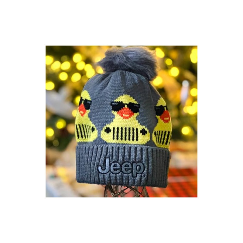 JEDCo Jeep | Duck Beanie with Pom, Gray