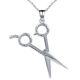 INFINIONLY Fashion Mens Boys Stainless Steel Necklace Creative Silver Scissors Pendant Necklace with Chain for Teenagers