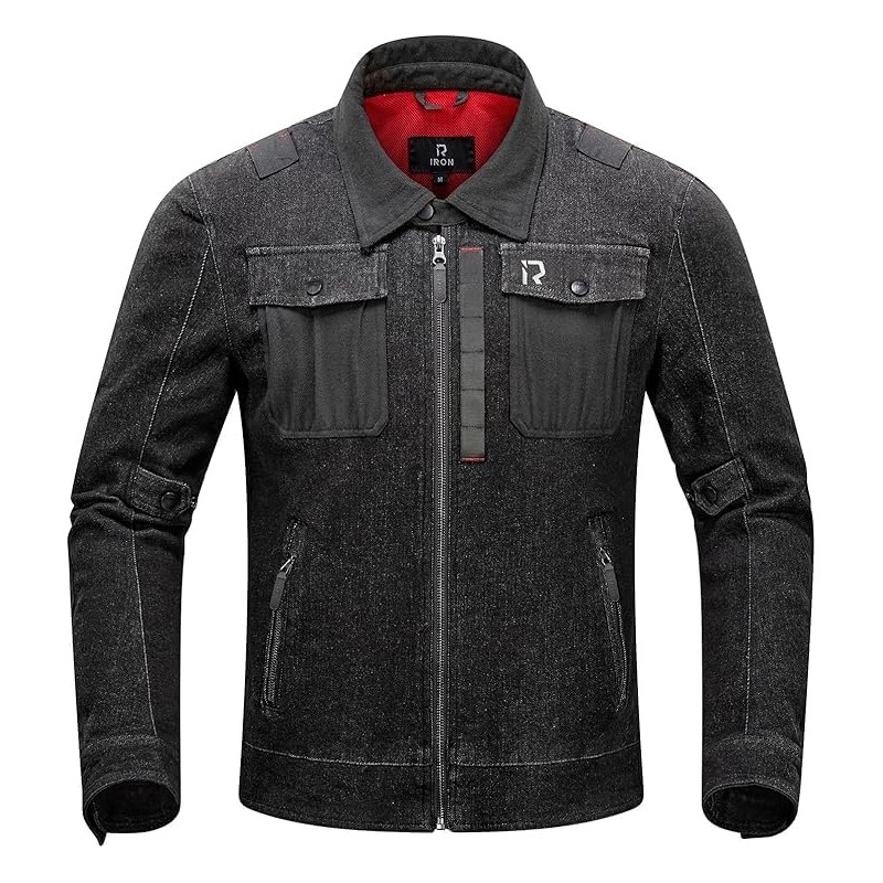 BORLENI Motorcycle Jacket Men's Motorcycle Denim Jacket with Protectors Breathable