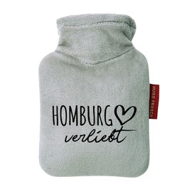 Huuraa Taschenwärmer Homburg verliebt Geschenk 0,2 Liter Grey Mini Veloursbezug Homburg Geschenkidee