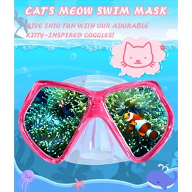 Seago Kids Swim Goggles with Nose Cover Snorkel Mask Scuba Diving Swim Mask Anti-Fog Tempered Glass, Panoramic Clear View Silicone Seal Snorkeling Gear Swimming Goggles for Kids 6-14 Boys Girls Youth