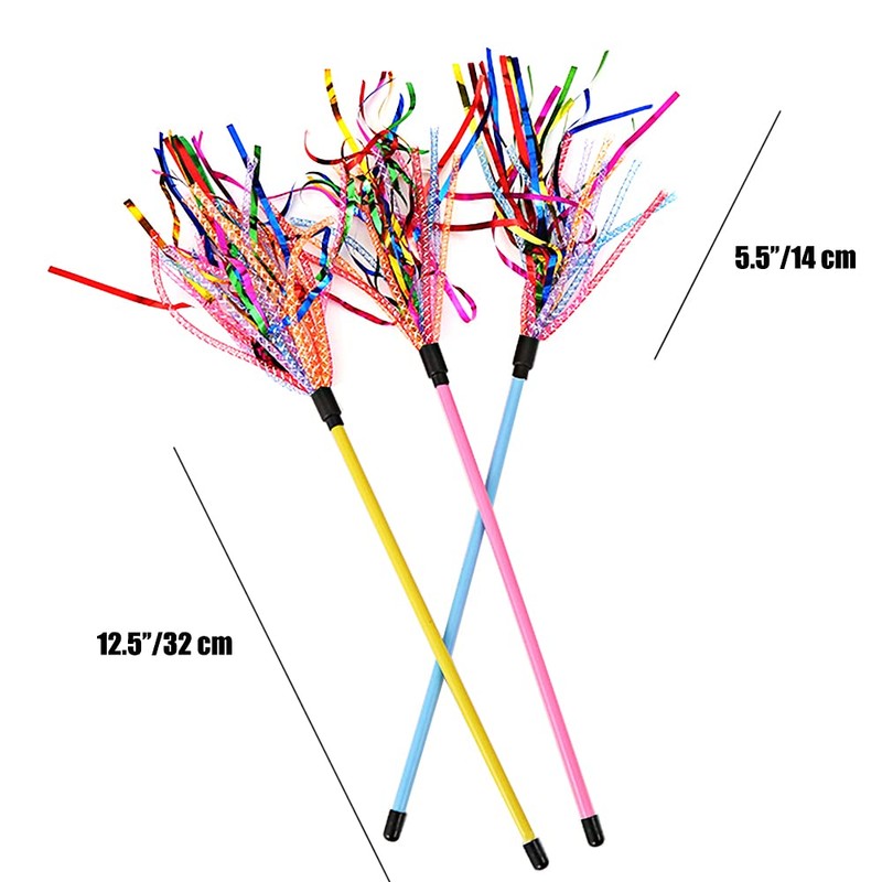 IUHKBH Tinsel Cat Wands, 3 PCS Shiny Teaser Wands Interactive