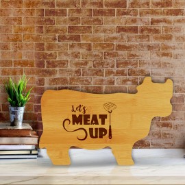 Signs ByLITA Let's Meat Up 14.75 x 9.75" Cow Shape Cutting Board | Funny Kitchen