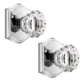Dllween Crystal Dummy Door Knob Interior, Polished Chrome Glass Dummy Door Knob Door Handles for Closet Bifold Doors, 2 Pack