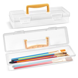Vowcarol Paint Brush Case Portable, Long Paint Brush Storage Box, Paint Brushes Holder