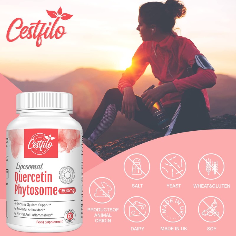 Liposomal Quercetin Phytosome 1600mg Per Serving, with Bromelain & Vitamin