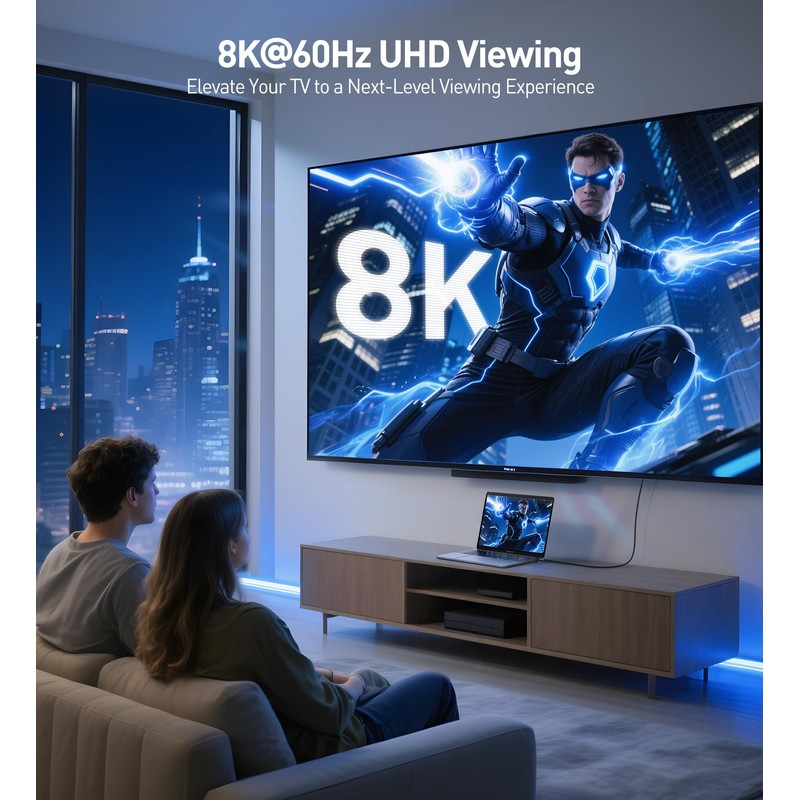 Cable Matters 48Gbps Ultra HD 8K Right Angle HDMI Cable