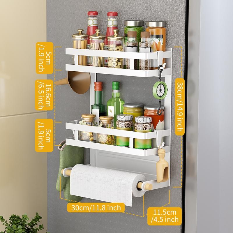 San Dream Magnetic Spice Rack for Refrigerator Magnetic Fridge Shelf