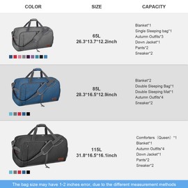 Canway 115L Travel Duffel Bag, Foldable Weekender Bag with Shoes Compartment for Men Women Water-proof & Tear Resistant