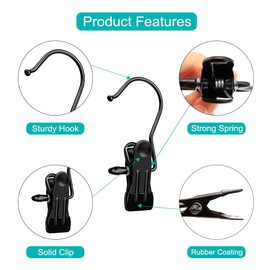 Clamp Hooks, Clothes Hanger Hooks, Clothes Hanger Clips, Pack of 20, Towel Hanger Clip, Hanger with Clips, Hanger with Clips, Socks Clip, Hook Clip, Stainless Steel