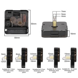 EEEKit Clock Mechanism Kit, 5PCS Quartz Cock Movements, Replacement Clock Motor with 5 Pairs of Hands and 2 Kinds of Numerals for DIY Wall Clock Repair