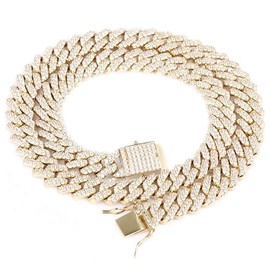 EMESLY Solid Miami Cuban Link Chain Gold/Silver Necklace (16, 18, 20, 22, 24, 30 Inches Length); Hip Hop Bracelet (7.87 inch Length) for Men & Women; Perfect Iced Out Bling Jewelry Gift, Metal, Gold B 13mm (Necklace + Bracelet),18.00