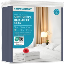 CHOEGOBEST Easy Care Luxury Microfiber Extra Soft and Cooling Bed Sheet Set with Deep Pockets (Black Iris, Queen Set of 4)