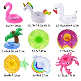 iShyan Inflatable Drink Holder, 20 Pack Drink Floats Inflatable Cup Holders Flamingo Coasters for Swimming Pool Party