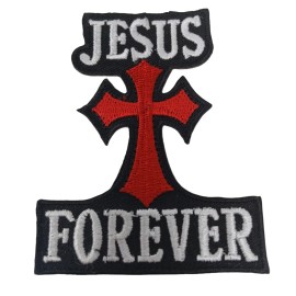 Unbranded Jesus Forever Cross Embroidered Iron-On Patch 3.25"x2.5" r Jackets Backpacks #5