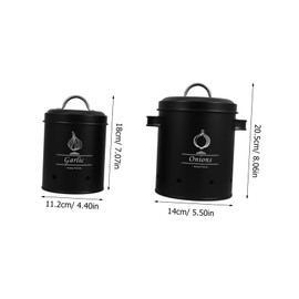 Ciieeo 2pcs Vegetable Storage Tins Lightblocking Onion and Potato Canisters Space Efficient Design for Kitchen Black and Containers for Garlic and Potatoes