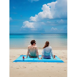 SANHOVO Beach Blanket Waterproof Sandproof Mat - Ultra-Thin and Large, Quick Drying, Perfect for Beach, Outdoor Music Festival, Travel Camping, Park Picnic - Includes Free Carry Pouch