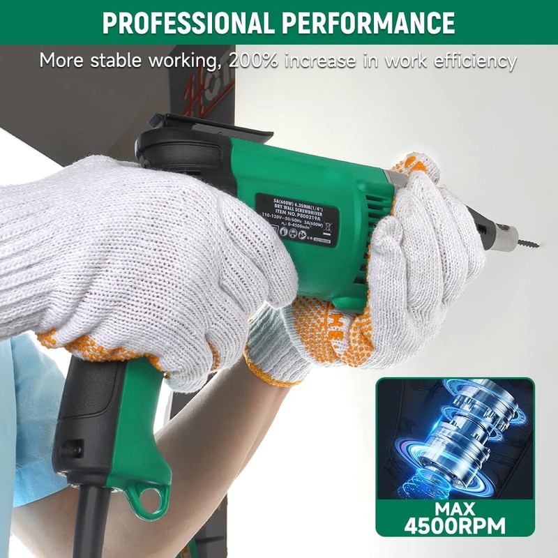 Hoteche 5-Amp Dry Wall Screw Driver, Electric Screwdriver with Variable