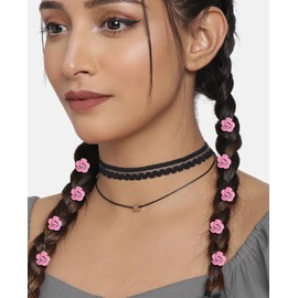 Wecoe Small Pink Rose Flower Hair Accessories - 30 Pcs Tiny Mini Cute Decorative Clips for Kids, Toddlers, Women - Ideal for Weddings, Valentine's Day, Christmas Gifts