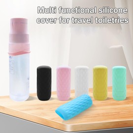 10pcs travel silicone bottle cap, leak proof elastic sleeve, a must-have for leak proof travel in toiletries, beach vacations, and cruise travel