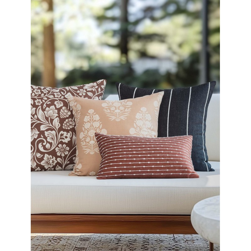 Crumbs Home Modern Farmhouse Fall Linen Indoor Outdoor Lumbar Pillow