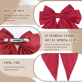 12 Colors Big Hair Bows for Women, Oversized Silky Satin Bows with Long Tails, YITOBA Soft Large Hair Ribbon Clips for Women, Cute Aesthetic Barrettes Accessories (12 Colors)