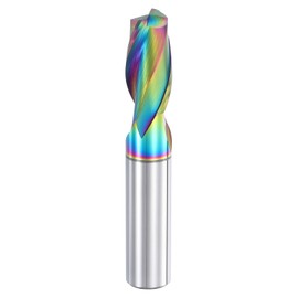 sourcing map Spiral Router Bit, 1/2" Cut Dia. Up Cut 2-Flute Solid Carbide End Mill with 1/2" Shank for CNC Wood Carving Engraving, 1" Cut Length, Diamond-Like Carbon Coated