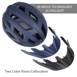 Adult-Men-Women Bike Helmet with Light - Mountain Road Bicycle Helmet with Replacement Pads & Detachable Visor