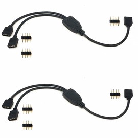 WFYZQLJE 2pcs 4-pin RGB Splitter Extension 1 to 2 LED Light Strip connectors Splitter Extension Cable, bidirectional Splitter Y Splitter, Suitable for 4-pin 5050 3528 2835 RGB LED Light Strips