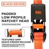 BLACK+DECKER BDX1006 Black/Orange 1" x 12' Ratchet Tie Down Straps