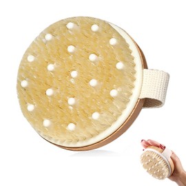 Massage Brush with Natural Bristles, Dry Brush for Reducing Cellulite, Body Brush Natural Bristles for Exfoliation and Blood Circulation, Relaxing Bath Brush for Healthy Skin Care and Lymphatic