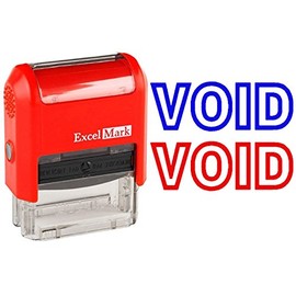Void - ExcelMark Self-Inking Two-Color Rubber Office Stamp - Red and Blue Ink