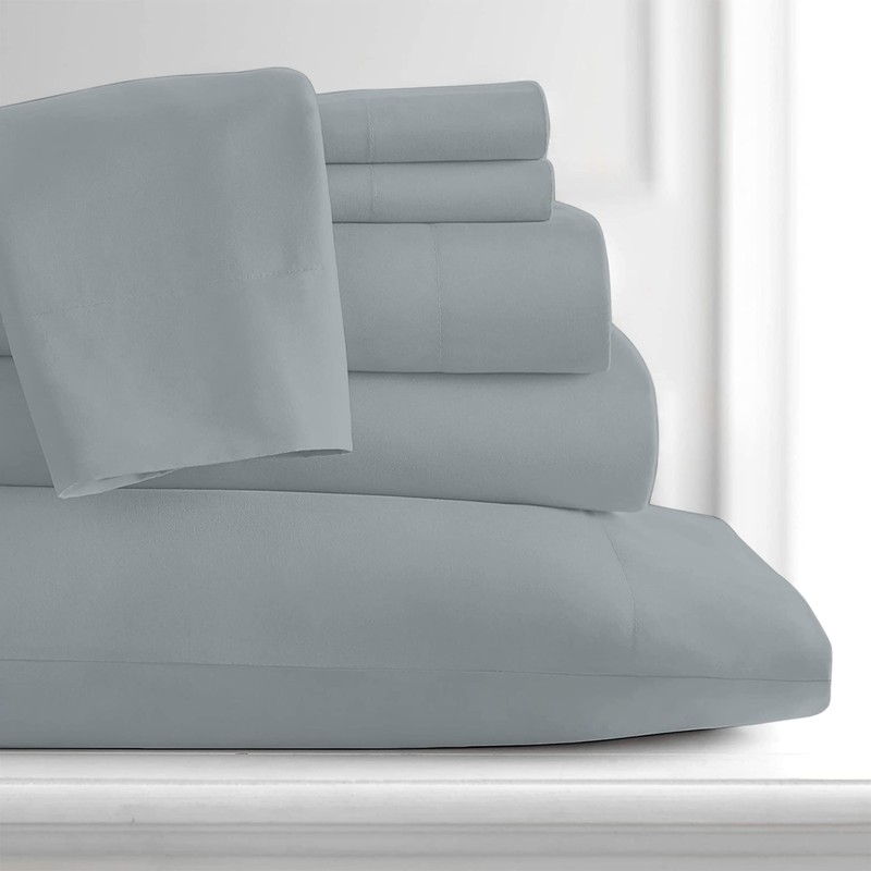 POLO World Network 6 Piece Sheet Set, Microfiber, Stone Blue,