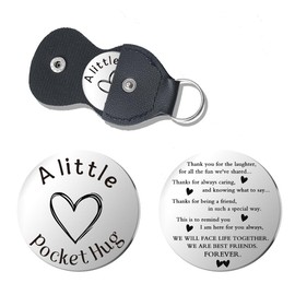 Best Friend Friendship Gift Keychain for Men Women Pocket Hug Token Gifts for Best Friends Birthday Gifts for Girls Boys Christmas Gifts for Bestie Friends Double Sided Leather Key Chains