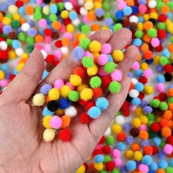 wangjiangda Pompoms for Crafts, 8 mm, 1000 Pieces, Colourful Mini Pompom Balls, Small Pompoms, Colourful Plush Balls for Funny DIY Creative Crafts