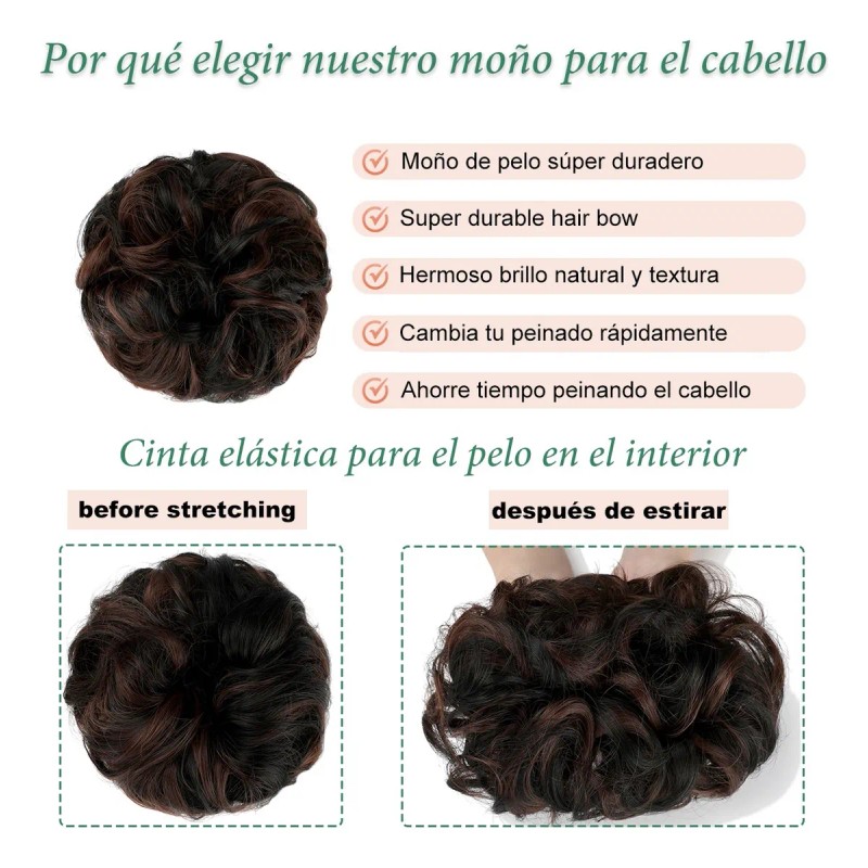 Extensiones De Moño Pelo Desordenado Postizo Moño, 2 Piezas