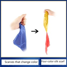 1Pcs Magic Silk Scarves Magic Trick Silk Appearing Vanishing Magic Accessories for Magicians Close up Gimmick Prop Four-Color Silk Scarf Color Changing Magic Props (Multicolor)
