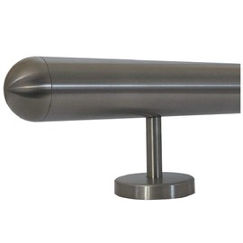 Stainless Steel Handrail, 33.7 mm in Diameter with Straight Holder & Various End Pieces (Flat, Curved, Semi-Circular, Arch, Corner, Inclined)