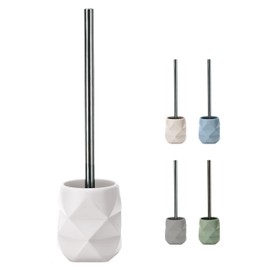 KW "Crackled" Pastel Colour Toilet Brush and Holder (White)