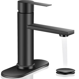 Bathroom Faucet Single Hole Single Handle Vanity Faucet Modern Sink RV Black Bathroom Faucet with Pop-up Drain for 1 - or 3 Hole Sink (Black)