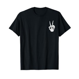 Skeleton Hand Peace Sign Bone Pocket Skeleton T-Shirt