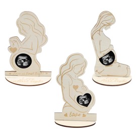 Pack of 3 Gifts for Expectant Mothers Wood, Pregnancy Ultrasound Picture Frame for the First Scan of the Baby, Gift Pregnancy Announcement Baby Sonogram